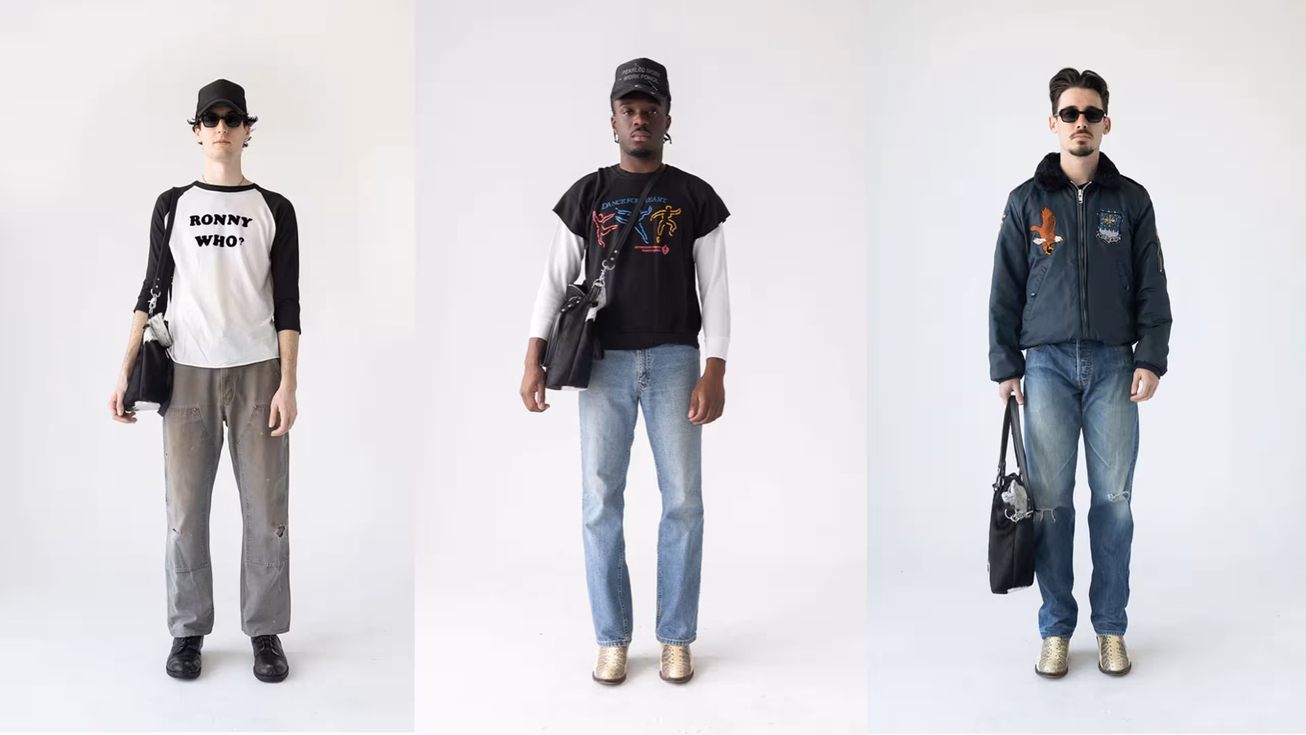 three models modeling different outfits