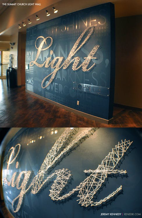 Wall Design with the word light Wall Design with the word light